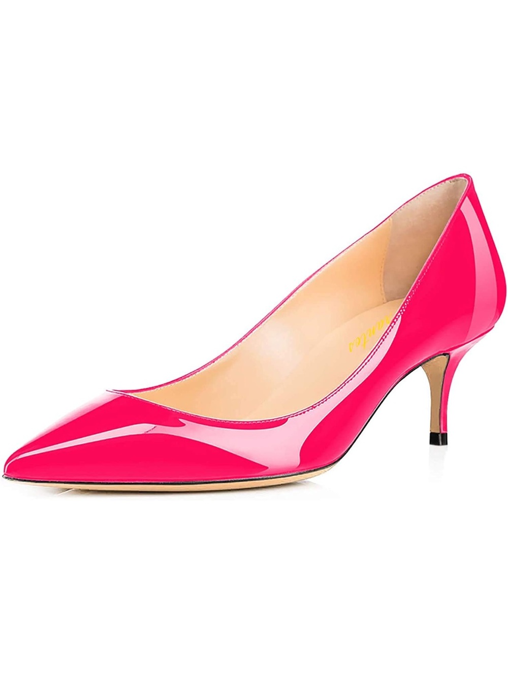 Women Fashion Pointed Toe Slip On Comfort Basic Kitten Heel Pumps Shoes